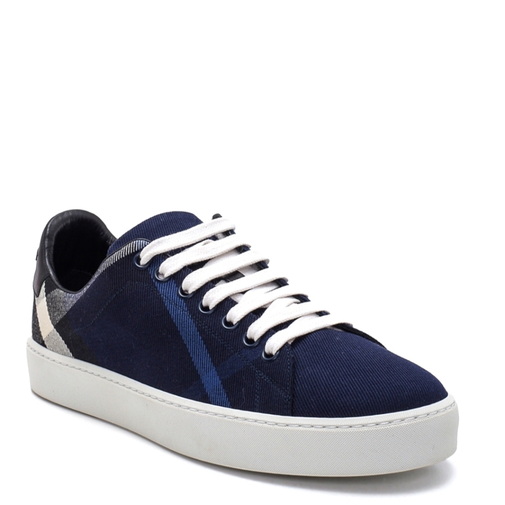 Burberry Albert house check navy blue canvas sneakers  8men's  11 women's Unisex